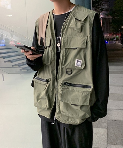 Ressaca（レサーカ）の「オーバーサイズ マルチポケット ミリタリーフィッシングワークベスト（ベスト・メンズ・ブラック/カーキ・M/L）」の18枚目の写真