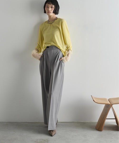 THE YOn（ザヨン）の「チュール切替シアートップス（Tシャツ/カットソー・レディース・ホワイト/ピンク/ブルー/ブラック/グレー/イエロー/オレンジ/ミント/アイボリー/グレイッシュベージュ/チャコールグレー/レモンイエロー・FREE）」の20枚目の写真