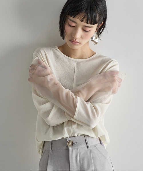 mammam2194cygne♥︎チュールシアートップス tシャツ 長袖チュールシアートップス レディース : ZOZOTOWN