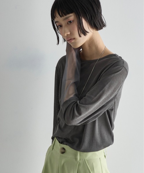 STUDIOUS PoI シアー トップス チュール カットソー　サイズ2 STUDIOUS/ステュディオス】コズミックシアートップス（Tシャツ