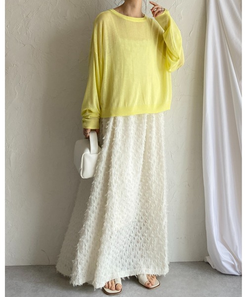 She's Closet(シーズクローゼット)の「リネンタッチ前後2WAYボリュームスリーブショート丈長袖シアーカーディガントップス(カーディガン/ボレロ・レディース・イエロー/アイボリー/パープル/グレー/ブラック・FREE)」の19枚目の写真