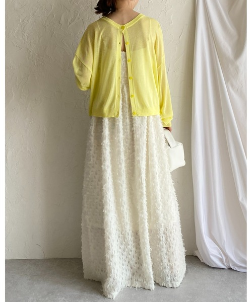 She's Closet(シーズクローゼット)の「リネンタッチ前後2WAYボリュームスリーブショート丈長袖シアーカーディガントップス(カーディガン/ボレロ・レディース・イエロー/アイボリー/パープル/グレー/ブラック・FREE)」の20枚目の写真