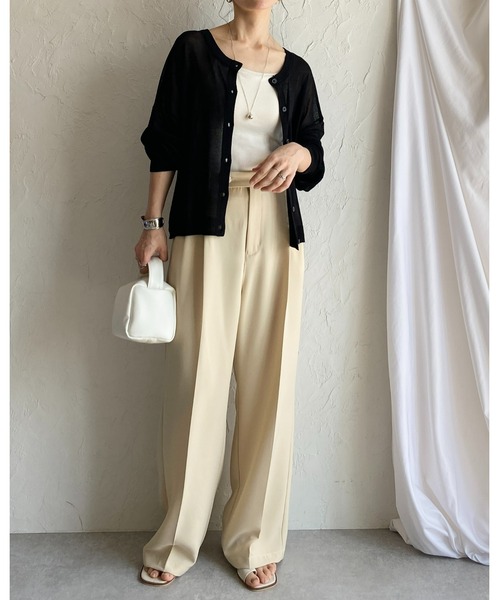 She's Closet(シーズクローゼット)の「リネンタッチ前後2WAYボリュームスリーブショート丈長袖シアーカーディガントップス(カーディガン/ボレロ・レディース・イエロー/アイボリー/パープル/グレー/ブラック・FREE)」の17枚目の写真