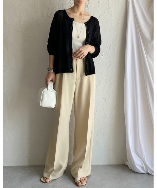 She's Closet(シーズクローゼット)の「リネンタッチ前後2WAYボリュームスリーブショート丈長袖シアーカーディガントップス(カーディガン/ボレロ・レディース・イエロー/アイボリー/パープル/グレー/ブラック・FREE)」の18枚目の写真