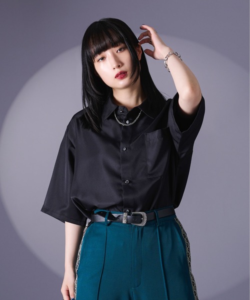Ellno Loset（エルノロゼット）の「チェーン付シャツ（シャツ/ブラウス・メンズ・ブラック/オフホワイト・SMALL/MEDIUM/LARGE）」の14枚目の写真