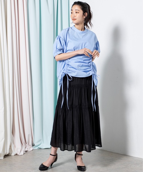 MILLION CARATS（ミリオンカラッツ）の「ブロードサイドドロストブラウス（シャツ/ブラウス・レディース・オフホワイト/ブラック/サックスブルー・FREE）」の20枚目の写真