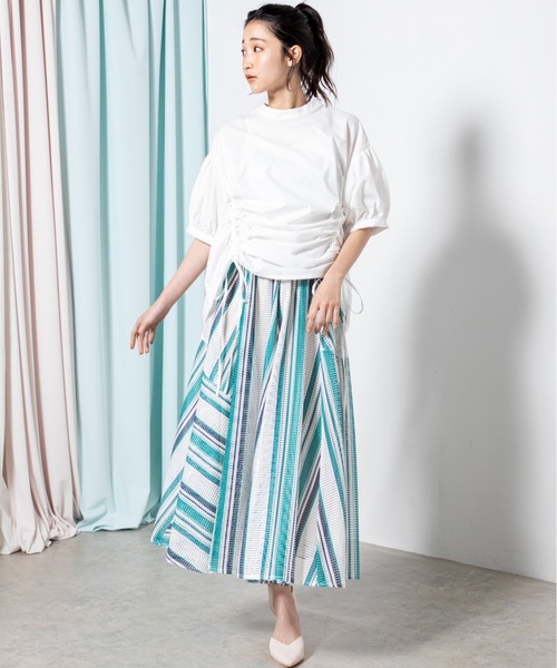 MILLION CARATS（ミリオンカラッツ）の「ブロードサイドドロストブラウス（シャツ/ブラウス・レディース・オフホワイト/ブラック/サックスブルー・FREE）」の9枚目の写真