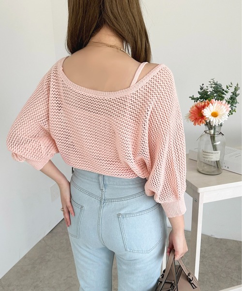 apres jour（アプレジュール）の「リブニットキャミ+メッシュカーディガン【ZOZOTOWN限定アイテム】（カーディガン/ボレロ・レディース・ブラック/ピンク/イエロー/アイボリー・X-LARGE/フリー）」の14枚目の写真