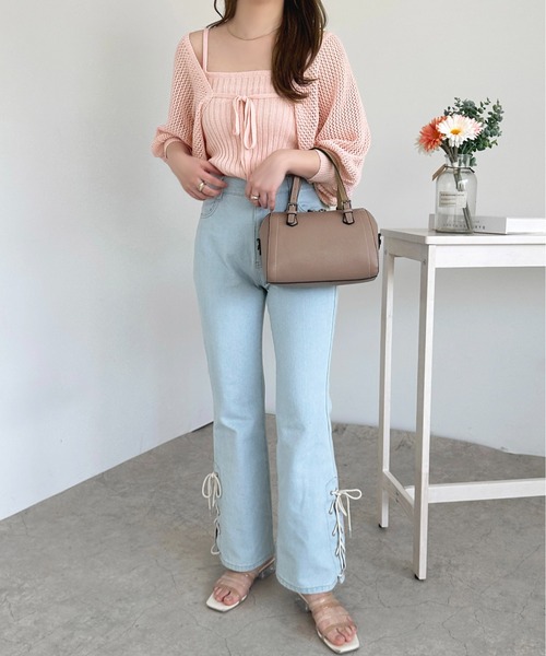 apres jour（アプレジュール）の「リブニットキャミ+メッシュカーディガン【ZOZOTOWN限定アイテム】（カーディガン/ボレロ・レディース・ブラック/ピンク/イエロー/アイボリー・X-LARGE/フリー）」の19枚目の写真