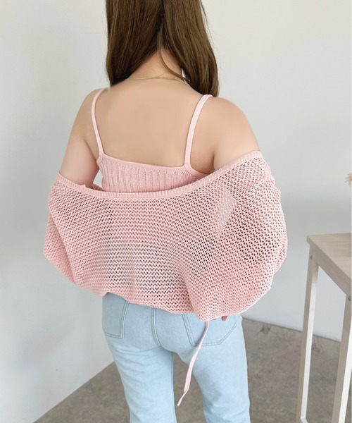 apres jour（アプレジュール）の「リブニットキャミ+メッシュカーディガン【ZOZOTOWN限定アイテム】（カーディガン/ボレロ・レディース・ブラック/ピンク/イエロー/アイボリー・X-LARGE/フリー）」の17枚目の写真