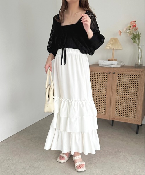 apres jour（アプレジュール）の「リブニットキャミ+メッシュカーディガン【ZOZOTOWN限定アイテム】（カーディガン/ボレロ・レディース・ブラック/ピンク/イエロー/アイボリー・X-LARGE/フリー）」の11枚目の写真