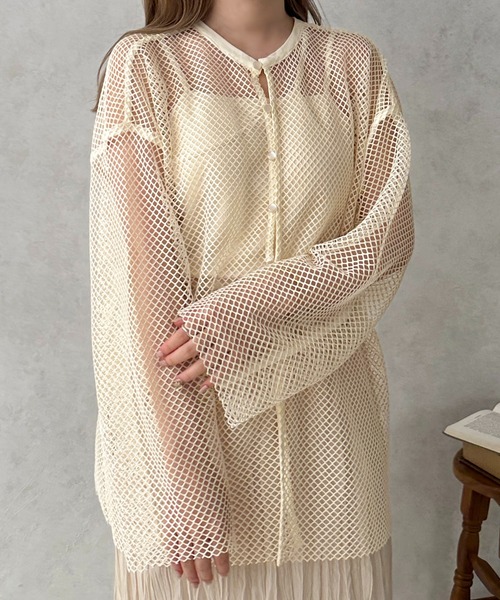 apres jour clair(アプレジュールクレア)の「【apres jour clair】2WAYメッシュカットトップス【ZOZOTOWN限定アイテム】(Tシャツ/カットソー・レディース・ブラウン系その他/アイボリー・フリー/X-LARGE)」の3枚目の写真