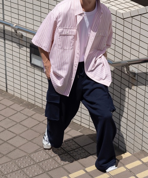 Perushu（ペルーシュ）の「ストライプ/無地ダブルポケットルーズシャツ（シャツ/ブラウス・メンズ・スモークピンク/ライトイエロー/オフホワイト/サックスブルー・MEDIUM/LARGE）」の21枚目の写真