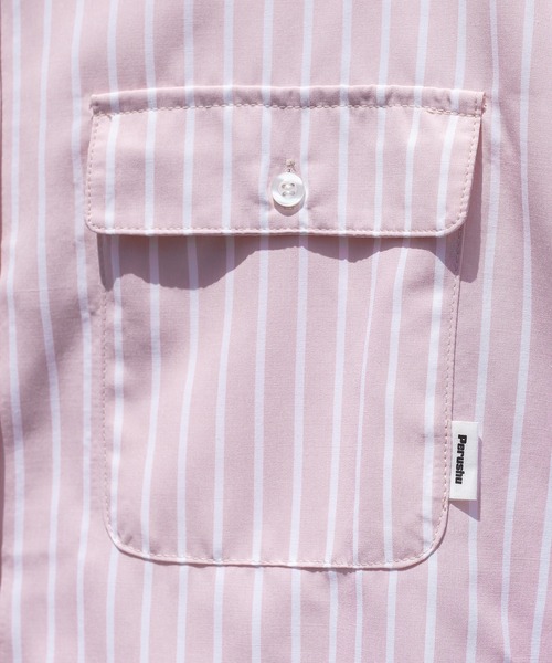 Perushu（ペルーシュ）の「ストライプ/無地ダブルポケットルーズシャツ（シャツ/ブラウス・メンズ・スモークピンク/ライトイエロー/オフホワイト/サックスブルー・MEDIUM/LARGE）」の10枚目の写真