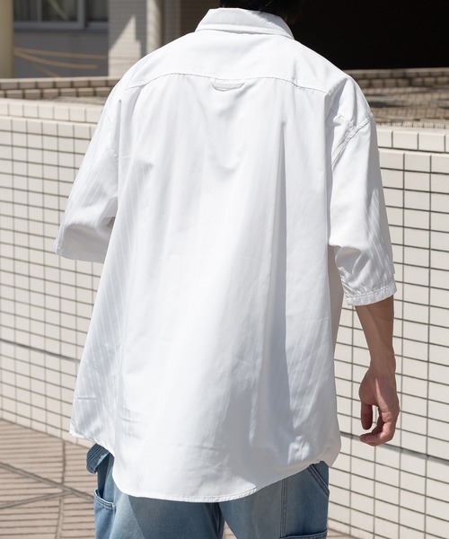 Perushu（ペルーシュ）の「ストライプ/無地ダブルポケットルーズシャツ（シャツ/ブラウス・メンズ・スモークピンク/ライトイエロー/オフホワイト/サックスブルー・MEDIUM/LARGE）」の11枚目の写真