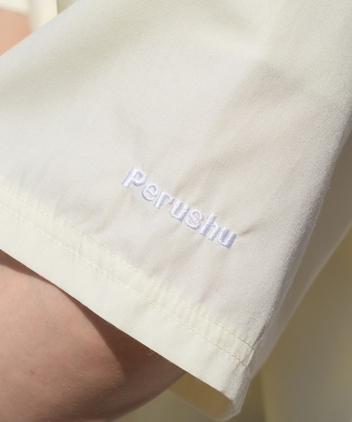 Perushu（ペルーシュ）の「ストライプ/無地ダブルポケットルーズシャツ（シャツ/ブラウス・メンズ・スモークピンク/ライトイエロー/オフホワイト/サックスブルー・MEDIUM/LARGE）」の20枚目の写真