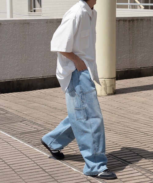 Perushu（ペルーシュ）の「ストライプ/無地ダブルポケットルーズシャツ（シャツ/ブラウス・メンズ・スモークピンク/ライトイエロー/オフホワイト/サックスブルー・MEDIUM/LARGE）」の22枚目の写真