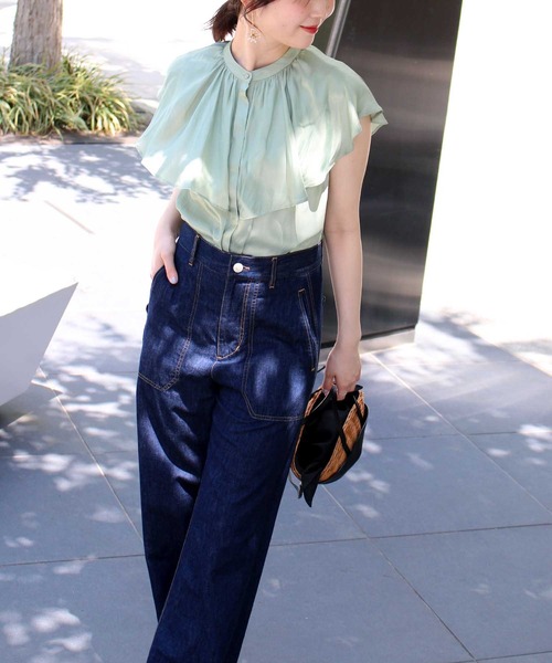 Jines(ジネス)の「割繊サテン ケープカラーブラウス(シャツ/ブラウス・レディース・ベージュ/レッド/カーキ・38)」の21枚目の写真