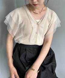 CAPRICIEUX LE'MAGE | チュールフリルVネックニット(ニット/セーター)