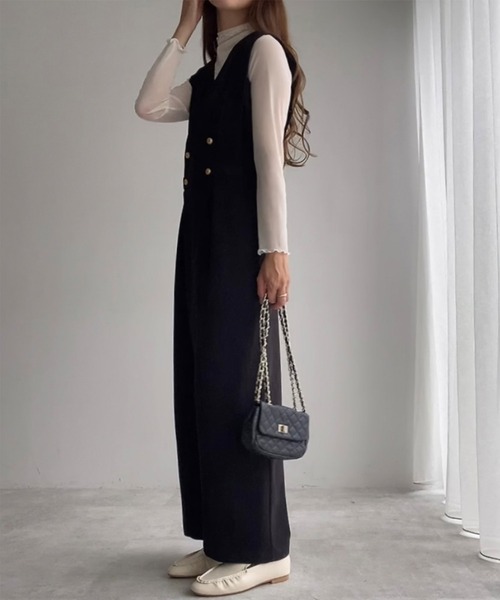 OHGA サロペット♡ブラック M 美品 moment+ オールインワン ポルカドットオールインワン レディース