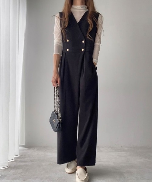 試着のみ✨ラックス　2024 TWツイルVネックサロペット　ブラック trim_ofalv_item79a9efaea8a911e