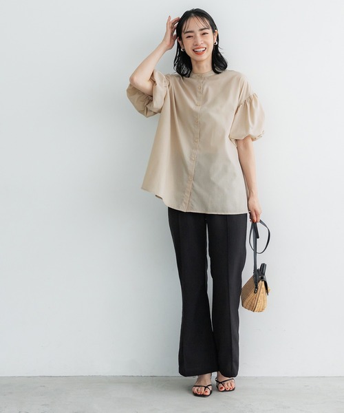 coca(coca)(コカ)の「ボリュームスリーブブラウス(シャツ/ブラウス・レディース・ライトベージュ/ブラック・M/L)」の4枚目の写真
