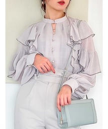 dazzlin | バイカラーラインフリルブラウス(シャツ/ブラウス)