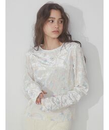 merry jenny | ベロアflower embroidery tops(Tシャツ/カットソー)