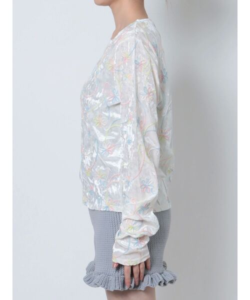 merry jenny（メリージェニー）の「ベロアflower embroidery tops（Tシャツ/カットソー・レディース・オフホワイト/グリーン・FREE）」の19枚目の写真