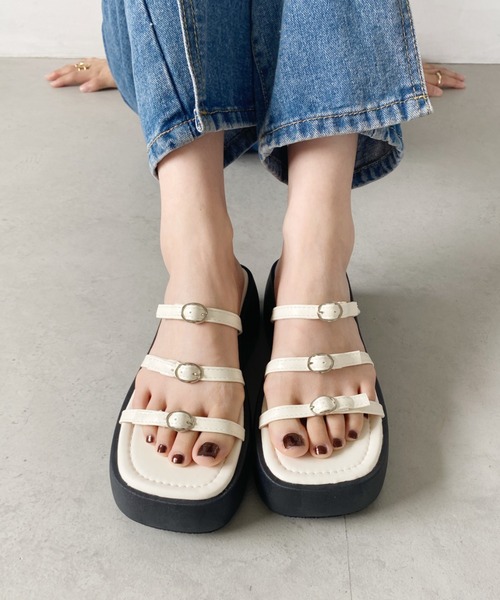 MaxMara シルバー ストラップ 厚底 サンダル セール】ストラップ厚底サンダル（サンダル）｜wears