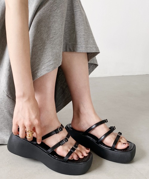 MaxMara シルバー ストラップ 厚底 サンダル セール】ストラップ厚底サンダル（サンダル）｜wears