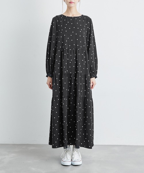 ROPE' PICNIC(ロペピクニック)の「【一部店舗限定】アソート柄ティアードワンピース(ワンピース・レディース・ブラック/ホワイト系その他/ブラック系その他・38)」の15枚目の写真