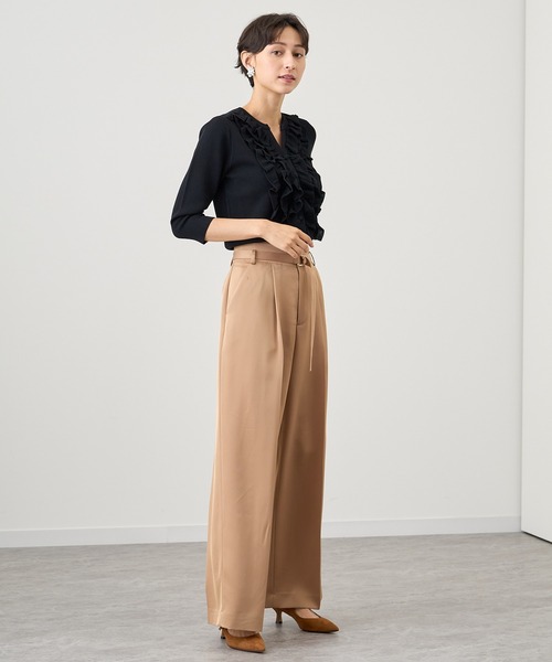 ANAYI（アナイ）の「【セットアップ対応商品】トリアセツイルワイドパンツ（スラックス・レディース・チャコールグレー/ブラック/レッド/キャメル/ピンクベージュ・38/36）」の4枚目の写真