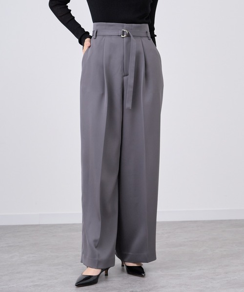 ANAYI（アナイ）の「【セットアップ対応商品】トリアセツイルワイドパンツ（スラックス・レディース・チャコールグレー/ブラック/レッド/キャメル/ピンクベージュ・38/36）」の3枚目の写真