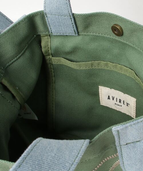 AVIREX(アヴィレックス)の「《直営店限定》DENIM COMBI CANVAS MINI TOTE BAG/ デニムコンビ キャンバスミニトートバッグ(トートバッグ・レディース・オリーブ/ネイビー・FREE)」の11枚目の写真