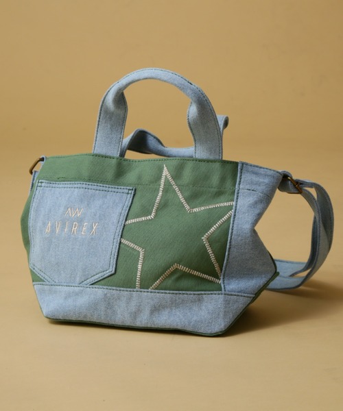 AVIREX(アヴィレックス)の「《直営店限定》DENIM COMBI CANVAS MINI TOTE BAG/ デニムコンビ キャンバスミニトートバッグ(トートバッグ・レディース・オリーブ/ネイビー・FREE)」の6枚目の写真