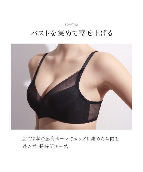 メッシュブラ】 ノンワイヤー ブラジャー 脇高 メッシュ 超極薄