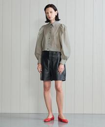 UNITED ARROWS ホワイト パフスリーブ シャツ Steven Alan＞プリント パフスリーブ シャツ