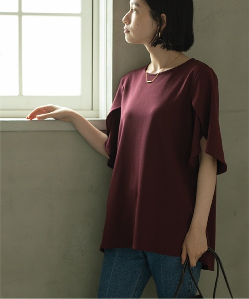 OPAQUE.CLIP（オペークドットクリップ）の「◆チューリップフレアスリーブカットソー【洗濯機洗い可】（Tシャツ/カットソー・レディース・ボルドー/ブラック/ブルー系7/オフホワイト・42/40/38/36）」の12枚目の写真