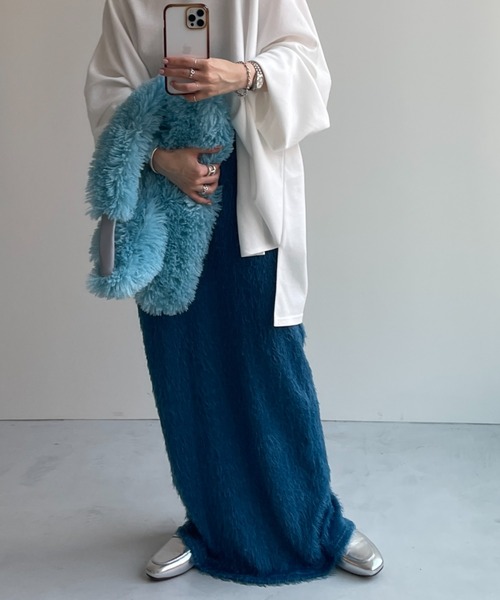 wee9s（ウィークス）の「mop skirt / ウエストゴムリラックスモップスカート（スカート・レディース・アイボリー/ブラック/ブルー・FREE/LONG）」の3枚目の写真