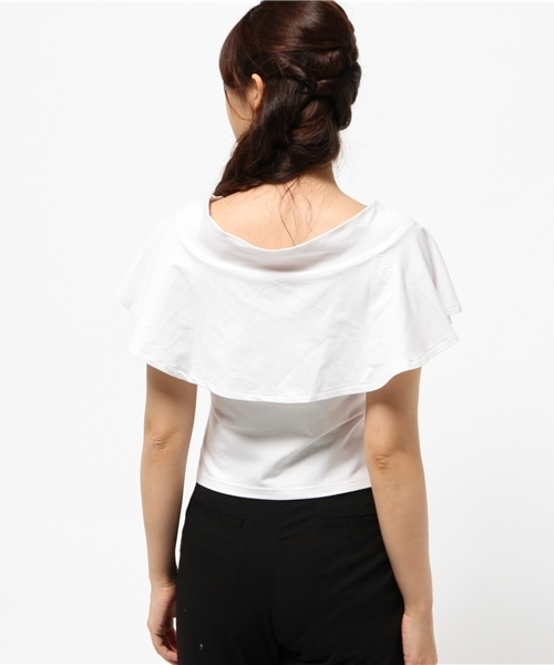 OUTLET（アウトレット）の「【DaTuRa】カットデニムフリルトップス（Tシャツ/カットソー・レディース・ホワイト・FREE）」の4枚目の写真