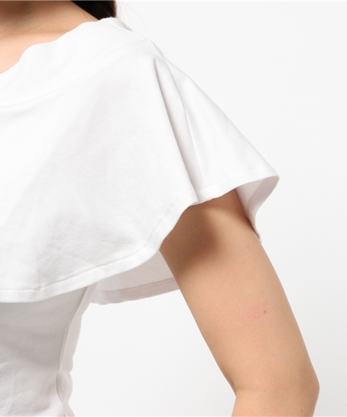 OUTLET（アウトレット）の「【DaTuRa】カットデニムフリルトップス（Tシャツ/カットソー・レディース・ホワイト・FREE）」の6枚目の写真