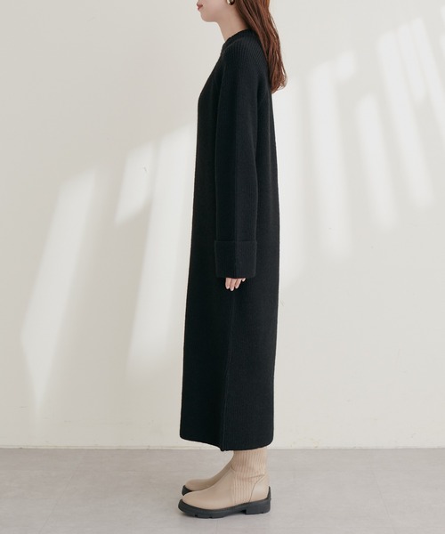 セール】ZIP付き畦ニットワンピース（ワンピース）｜natural couture