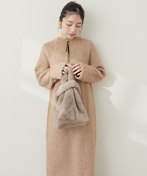 natural couture（ナチュラルクチュール）の「ZIP付き畦ニット