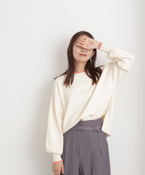 N.（N. Natural Beauty Basic）（エヌエヌナチュラルビューティーベーシック）の「◆バイカラーフォルムニット（ニット/セーター・レディース・オフホワイト/ベージュ/ネイビー・MEDIUM）」の7枚目の写真