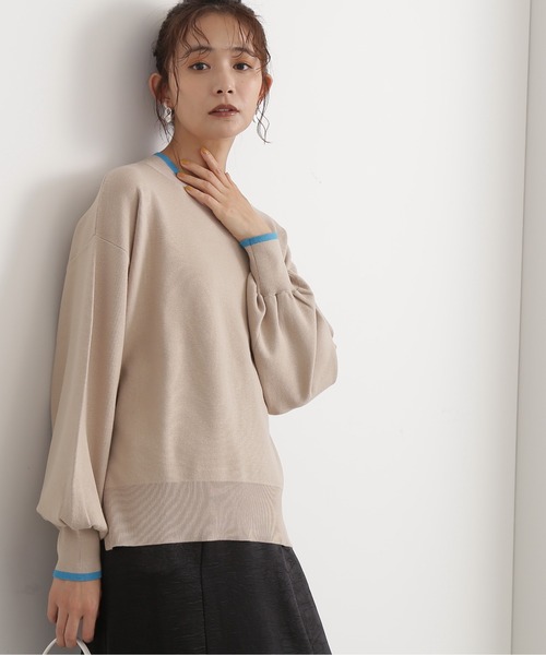 N.（N. Natural Beauty Basic）（エヌエヌナチュラルビューティーベーシック）の「◆バイカラーフォルムニット（ニット/セーター・レディース・オフホワイト/ベージュ/ネイビー・MEDIUM）」の8枚目の写真