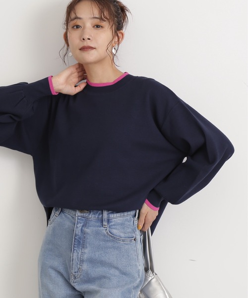 N.（N. Natural Beauty Basic）（エヌエヌナチュラルビューティーベーシック）の「◆バイカラーフォルムニット（ニット/セーター・レディース・オフホワイト/ベージュ/ネイビー・MEDIUM）」の9枚目の写真