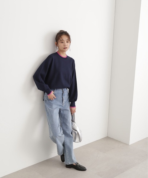 N.（N. Natural Beauty Basic）（エヌエヌナチュラルビューティーベーシック）の「◆バイカラーフォルムニット（ニット/セーター・レディース・オフホワイト/ベージュ/ネイビー・MEDIUM）」の6枚目の写真