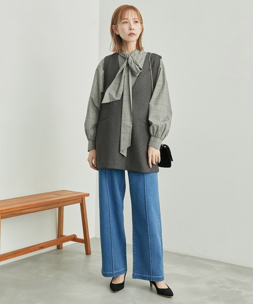 ROPE' PICNIC（ロペピクニック）の「セットアップ対応/スリートーンツイードベスト（ベスト・レディース・ベージュ/ダークブラウン/チャコールグレー・38）」の5枚目の写真