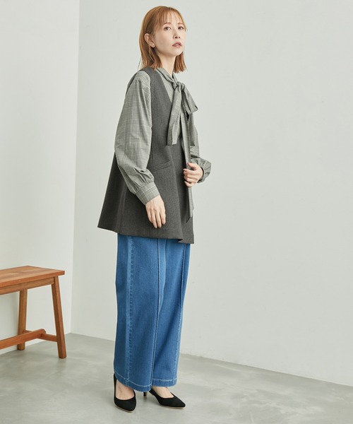 ROPE' PICNIC（ロペピクニック）の「セットアップ対応/スリートーンツイードベスト（ベスト・レディース・ベージュ/ダークブラウン/チャコールグレー・38）」の6枚目の写真